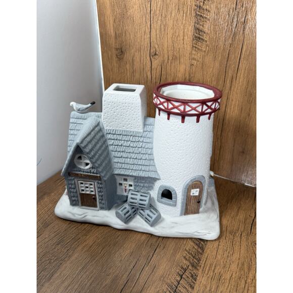 Partylite Stoney Harbor Lighthouse Candle Tea Light Holder Ceramic Missing Top - Picture 1 of 5